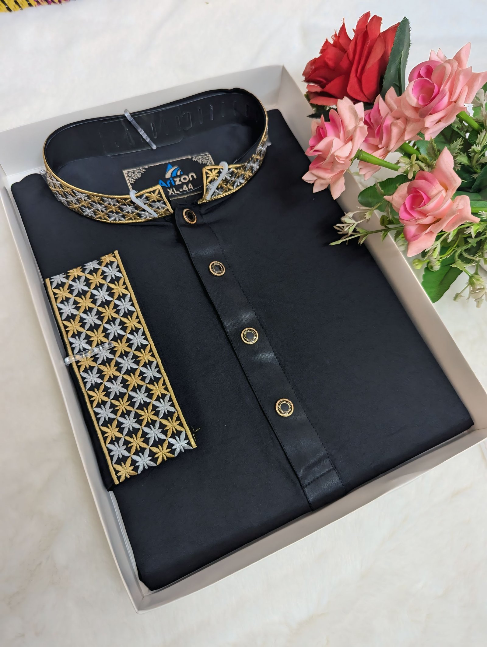 Black Embroidery Panjabi/ Code 221